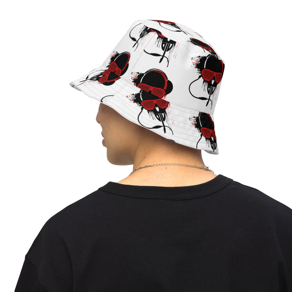 Reversible White Bucket Hat Black and Red DJV