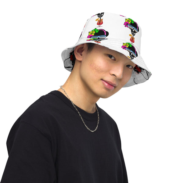 Reversible White Bucket Hat Black and Red DJV