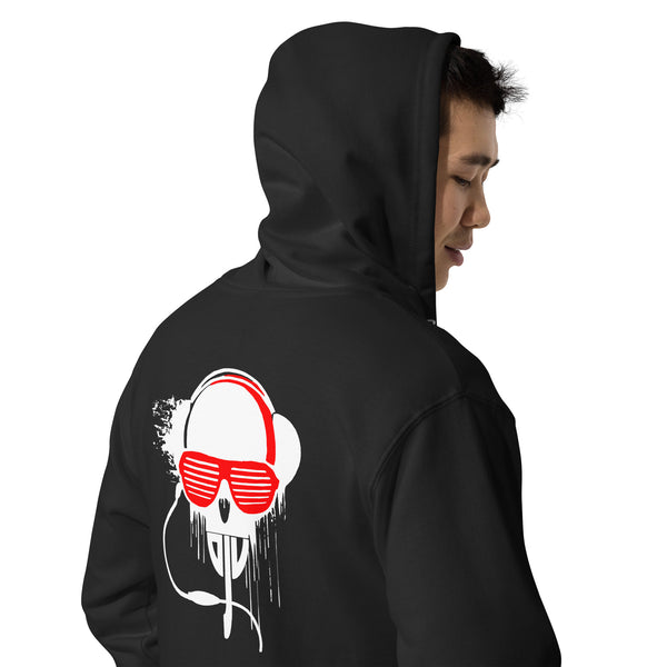 Unisex Fleece Zip Up Hoodie White and Red DJV