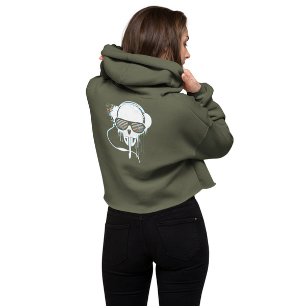 Crop Hoodie White Rave DJV