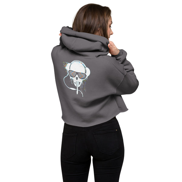 Crop Hoodie White Rave DJV