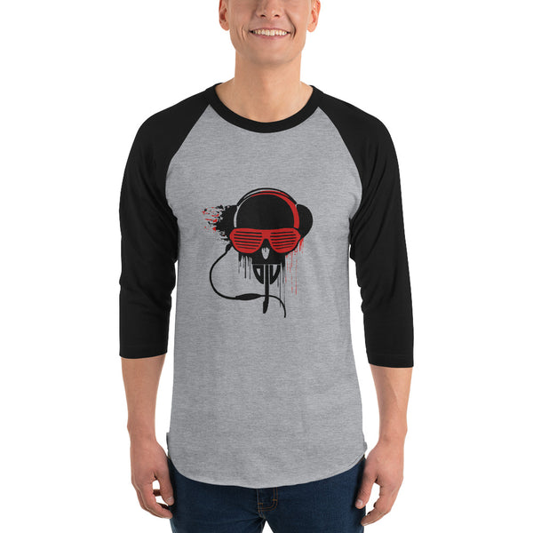 3/4 sleeve raglan shirt Black and Red DJV
