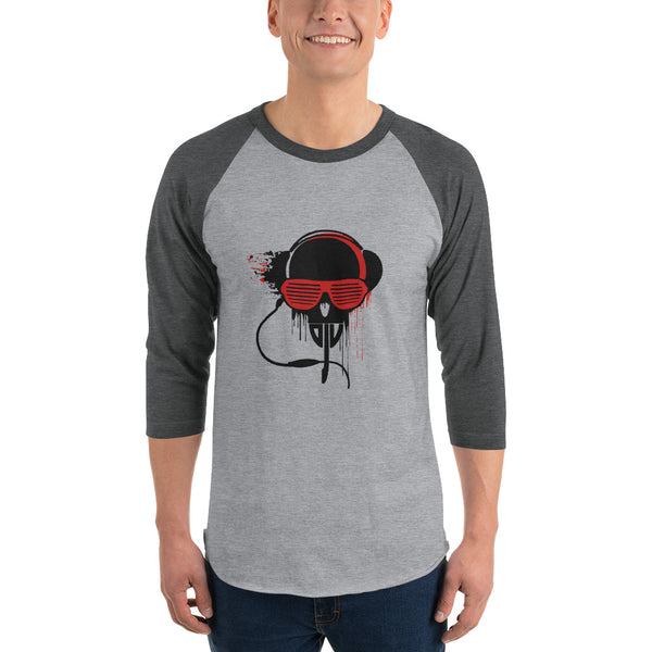 3/4 sleeve raglan shirt Black and Red DJV