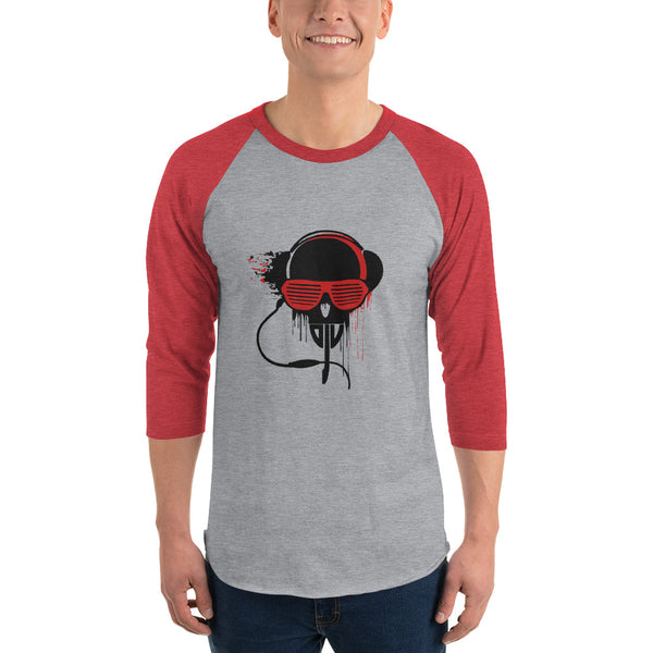 3/4 sleeve raglan shirt Black and Red DJV