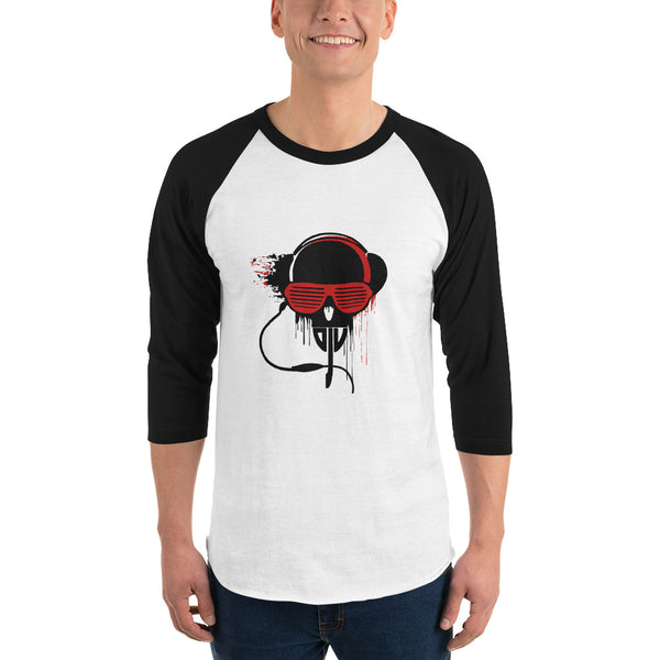 3/4 sleeve raglan shirt Black and Red DJV