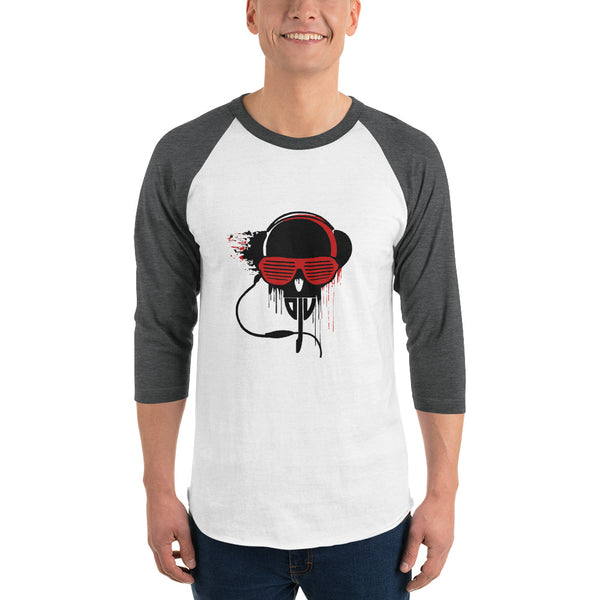3/4 sleeve raglan shirt Black and Red DJV