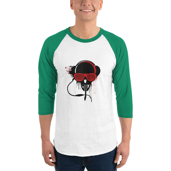 3/4 sleeve raglan shirt Black and Red DJV