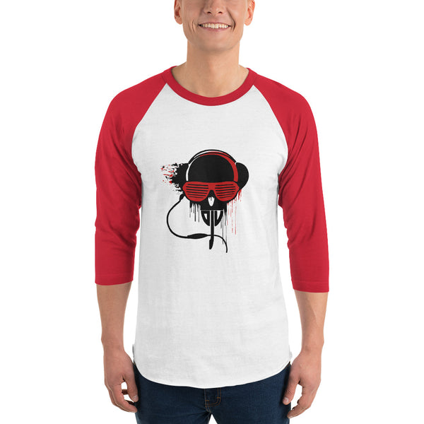 3/4 sleeve raglan shirt Black and Red DJV